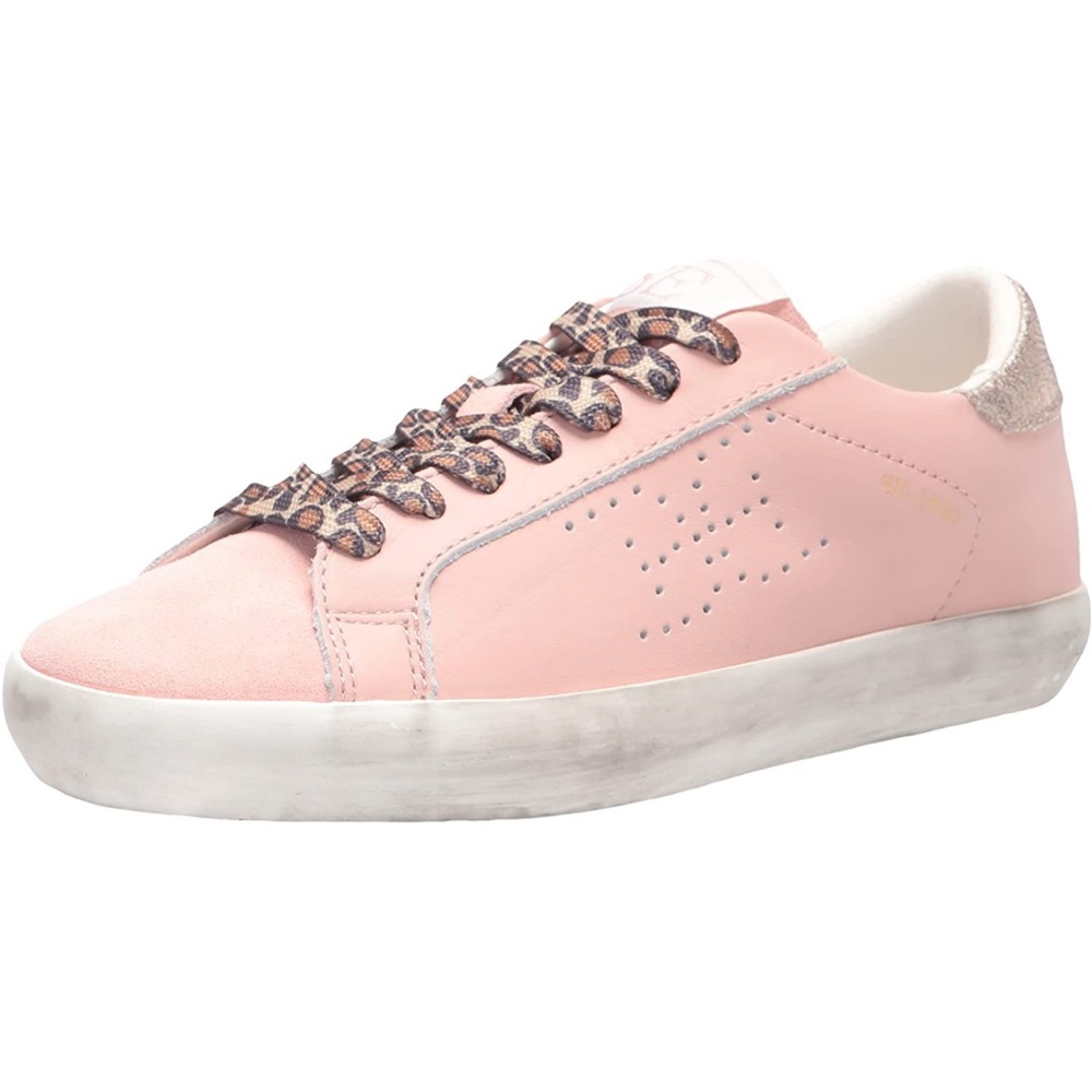 Sam Edelman leather sneakers color pink with leopard laces. Size 13